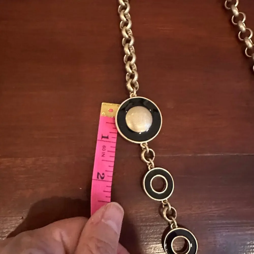 Lia Sophia ECLIPSE Long Chain Matte Black Gold Casual Retro Retired Jewelry